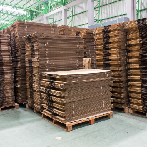 Pile of cardboard in a factory